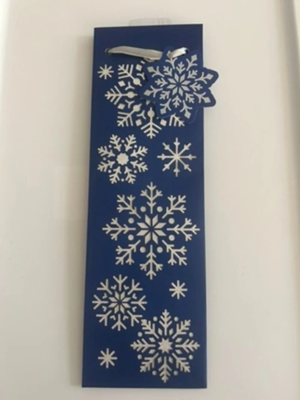 Wine Gift Bag blue with silver Snowflakes NEW